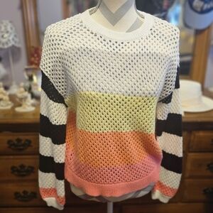 Lisa Todd Multicolor Striped Knit Sweater Size Small